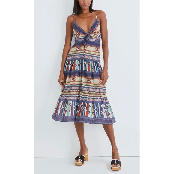 NWT Veronica Beard Midi Tiered Sleeveless Abilene Printed Dress